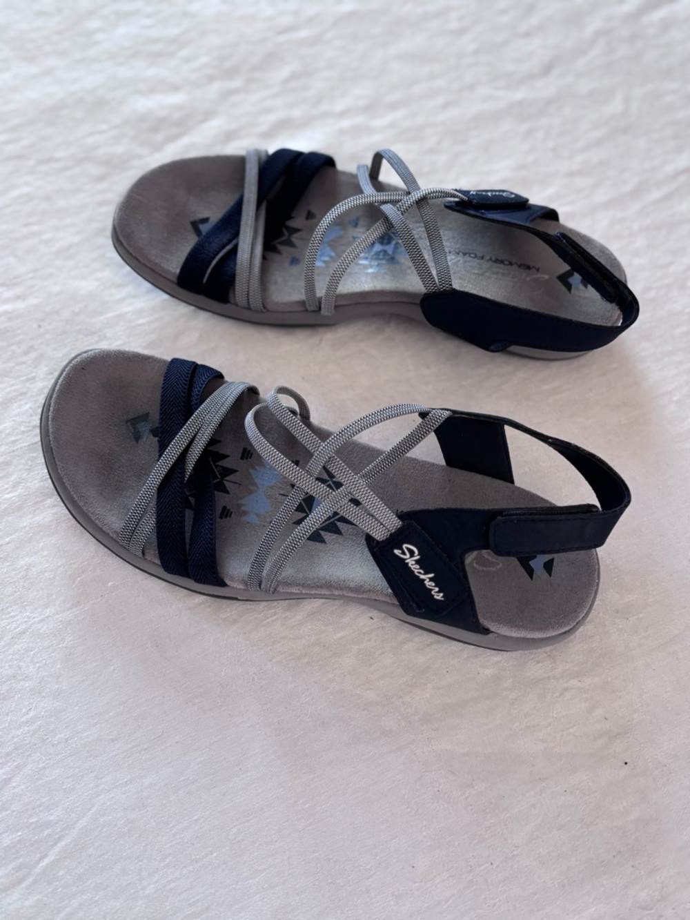Skechers Women's Navy and Gray Strappy Sandals - Picture 2 of 13